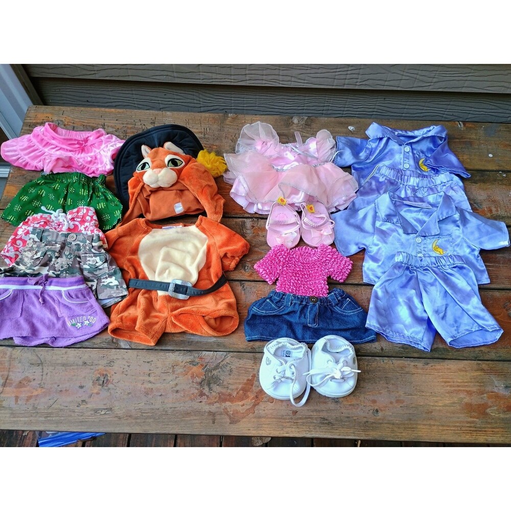 Build A Bear Outfits Shoes Lot Puss In Boots Skirt Shorts Ballerina Pajamas